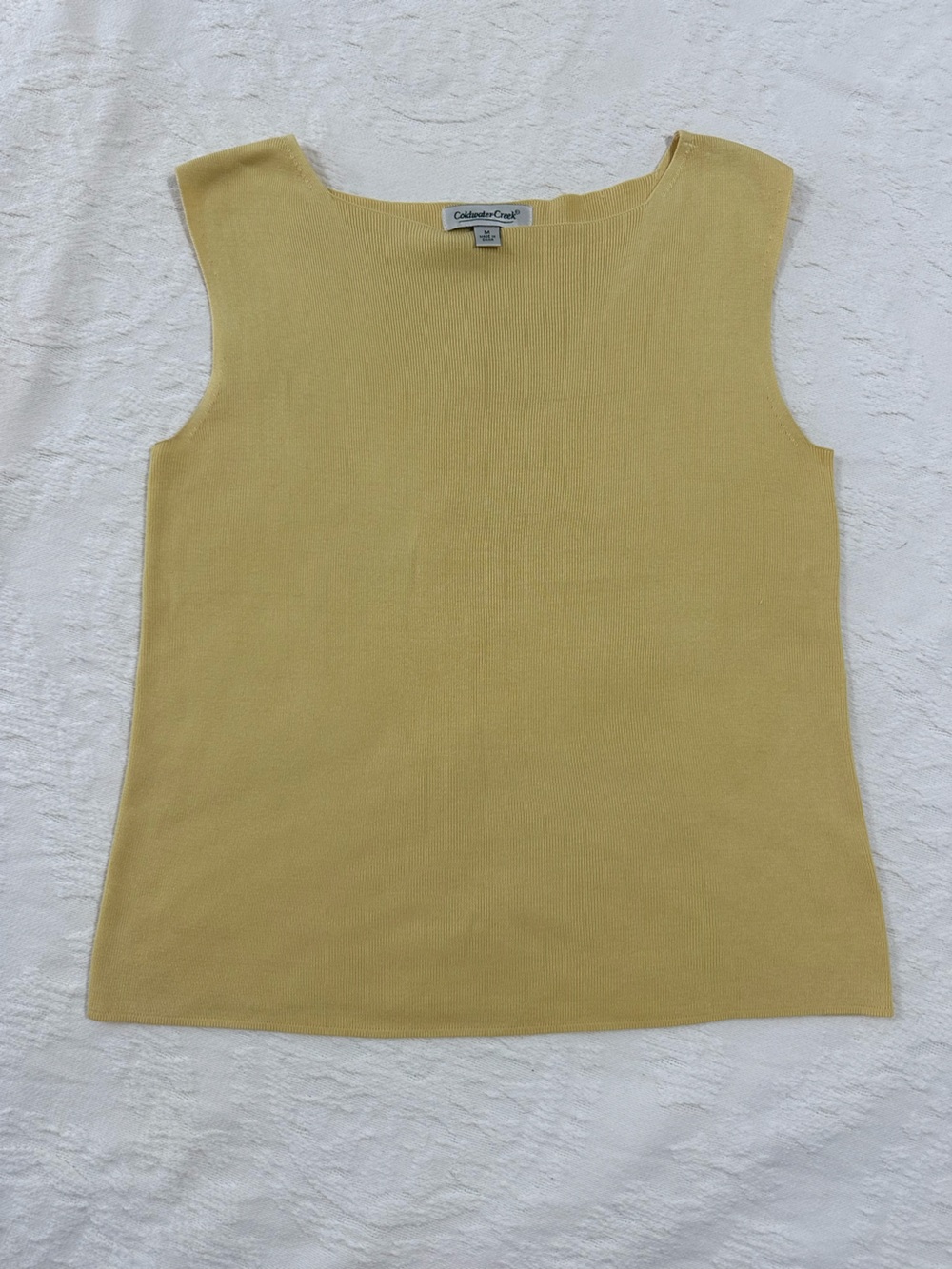 Coldwater Creek Pale Yellow Knit Sleeveless Tank Classic Elegant Style